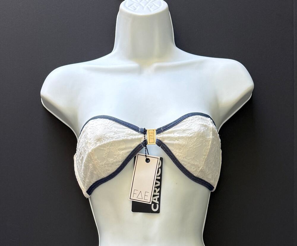 FAE Swim Tallara Lace & Denim Bandeau Bikini Top Sz Medium NWT